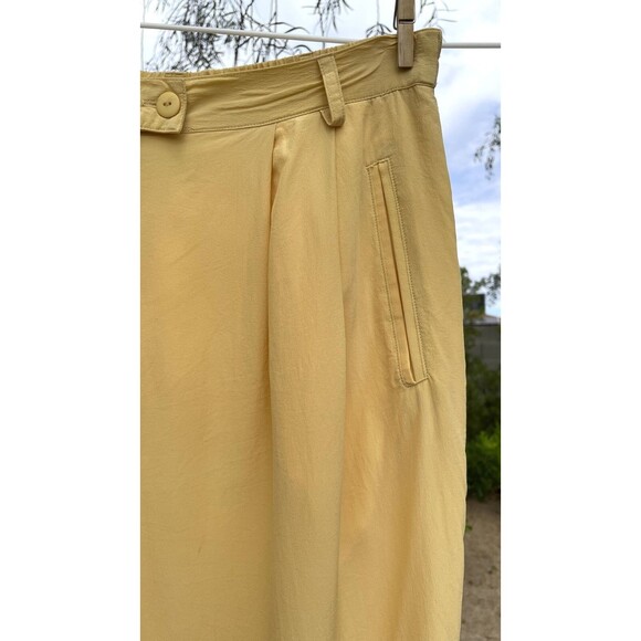 Spring Soft Butter Yellow Silk Pleated High Waisted Pants Womens Pants 26 x 29 - Picture 4 of 16